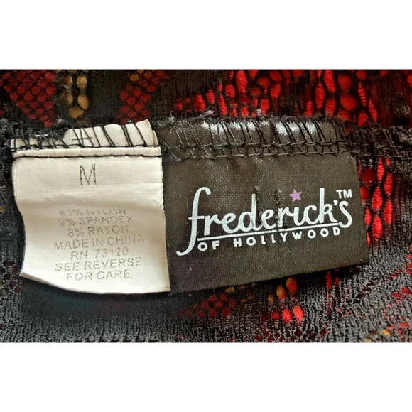 Fredericks of Hollywood Lace Halter Top Y2K Black & Red Floral Size M - Picture 4 of 4